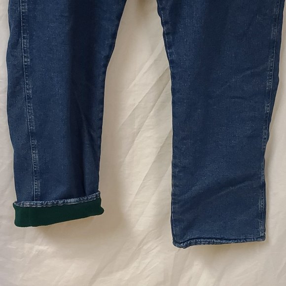 Wrangler Rugged Wear Mens 40x30 Green Fleece Flannel Lined Heavyweight Jeans - Picture 3 of 9